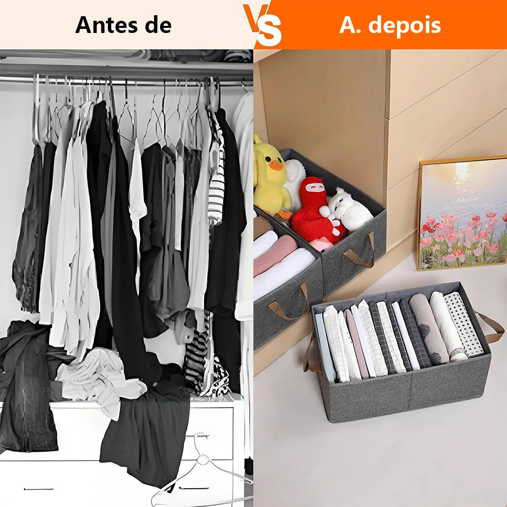 Caixa de armazenamento de roupas dobrável e lavável