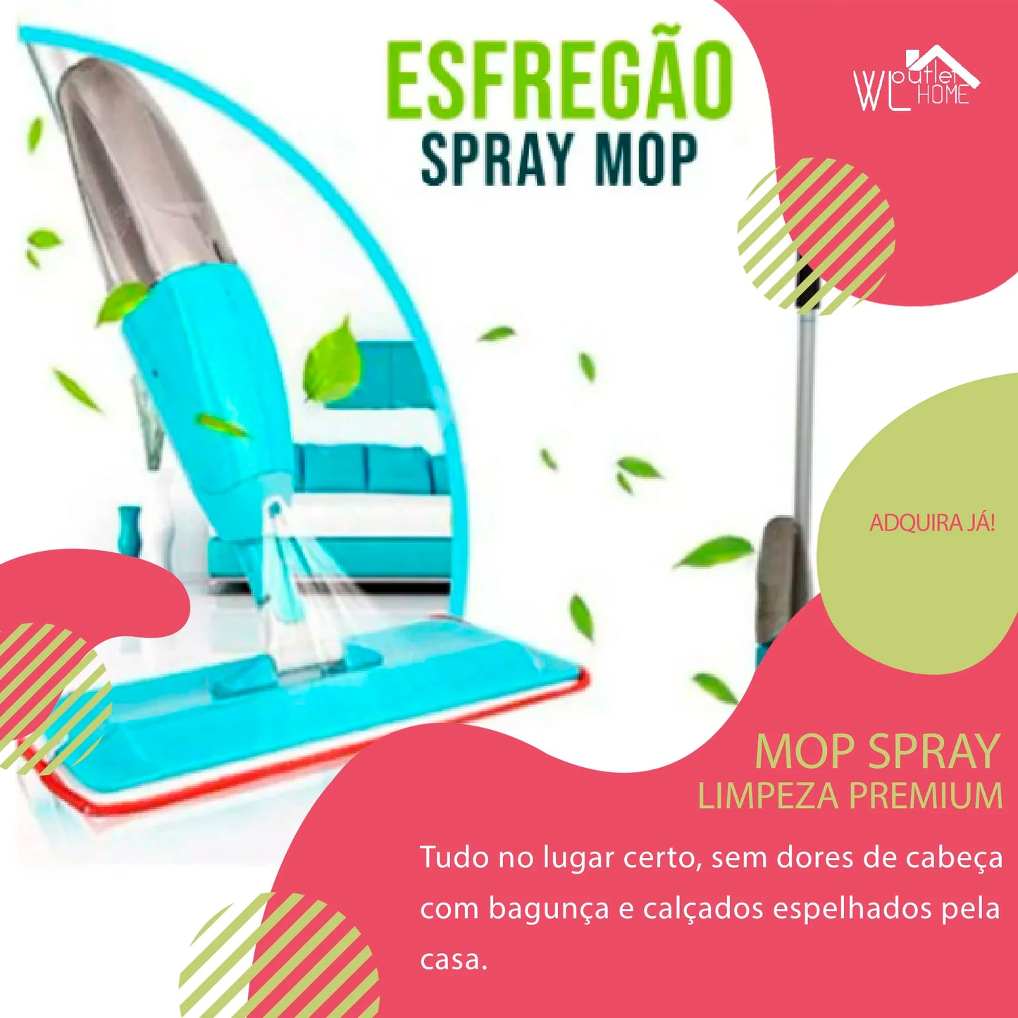 Mop Spray Fácil Limpeza de Piso Sem Esforço