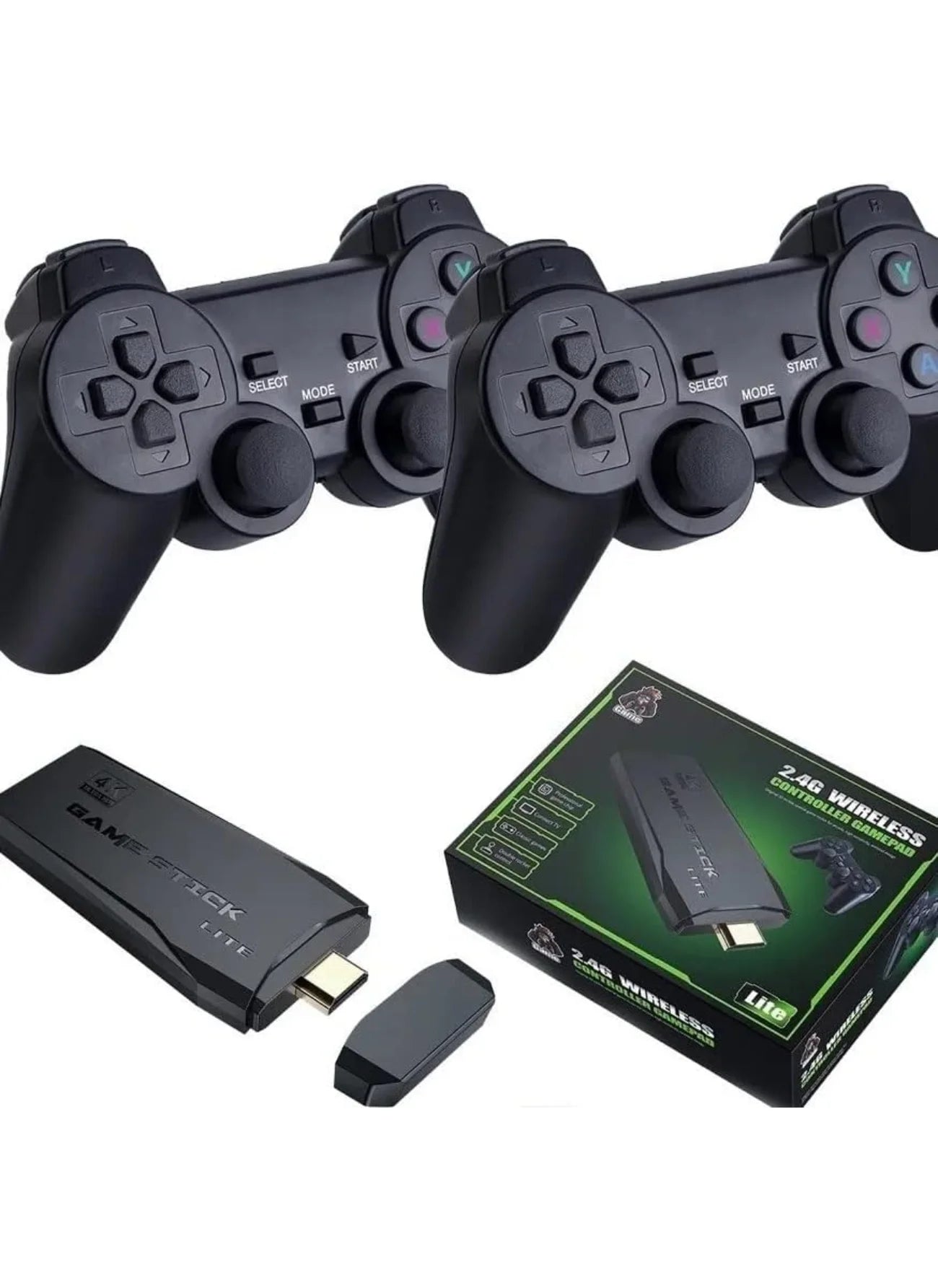 Game Stick 4k Hd Console de Videogame Retrô 64g + 10.000 Jogos para PS1/FC/GBA Contrôle Sem Fio