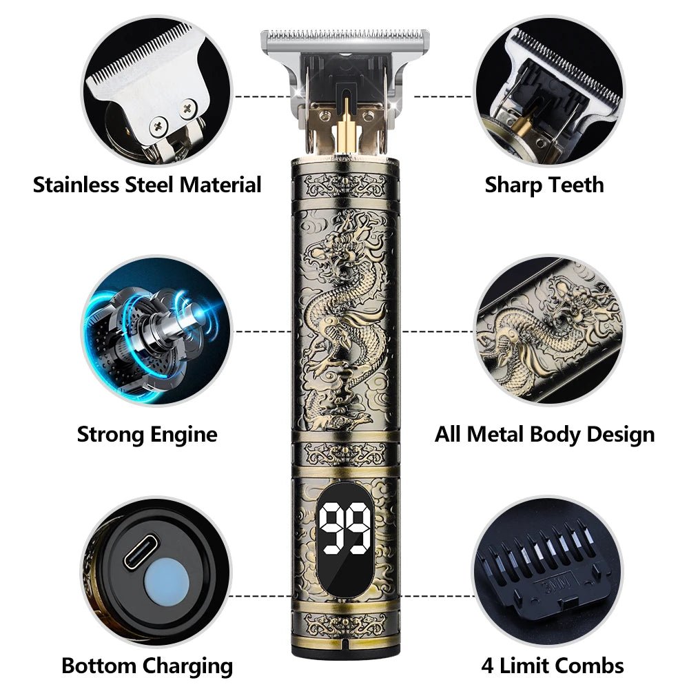 Professional Hair Trimmer Shaving Machine Portable Wireless Finish Shaver With Digital Display