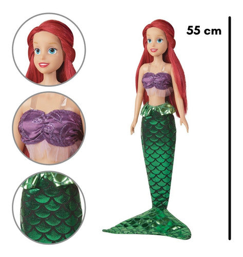 Boneca Princesa Ariel Sereia Brinquedo Grande 55 Cm Original