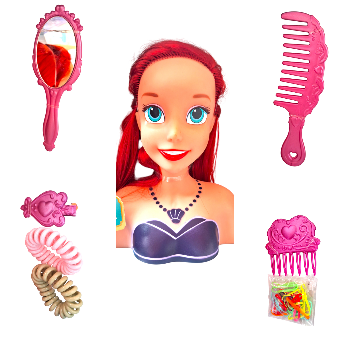 Pequena Sereia Ariel Boneca Pentear Brinquedo C/ Acessorios