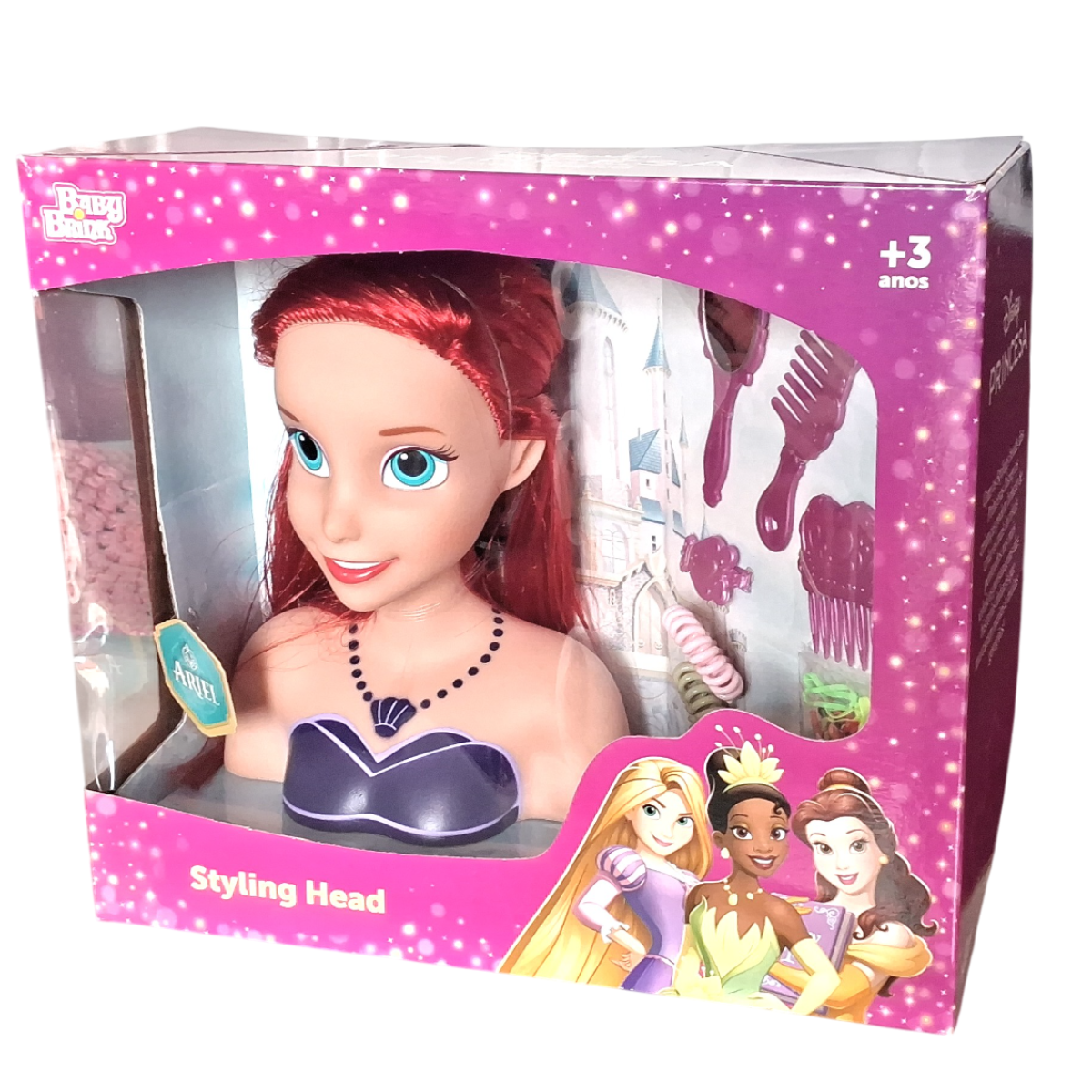 Pequena Sereia Ariel Boneca Pentear Brinquedo C/ Acessorios