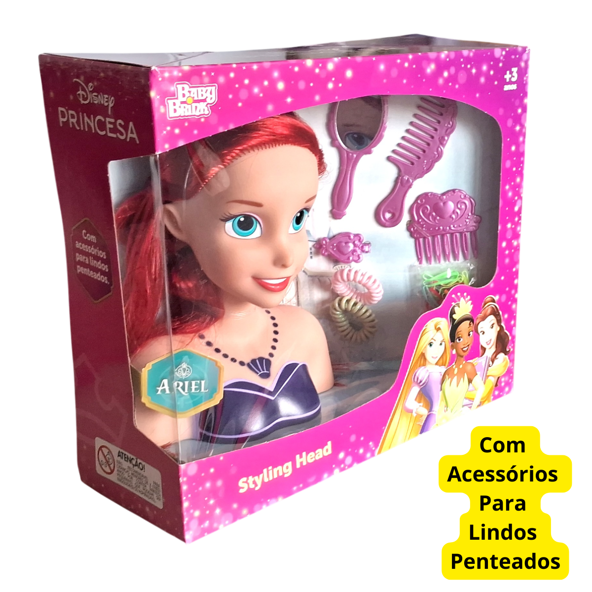 Pequena Sereia Ariel Boneca Pentear Brinquedo C/ Acessorios