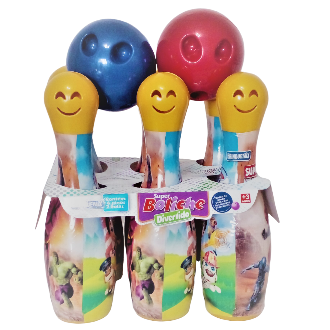 Boliche Brinquedo Infantil Super Resistente 6 Pinos 2 Bolas