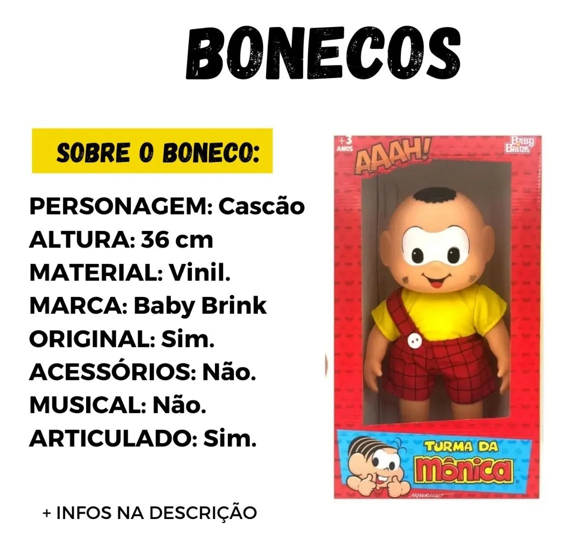 Turma Da Monica Boneco Cascão Classicos Baby Brink Original