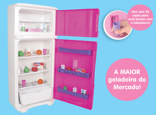 Geladeira Brinquedo Infantil Grande Duplex 65cm + Acessorios