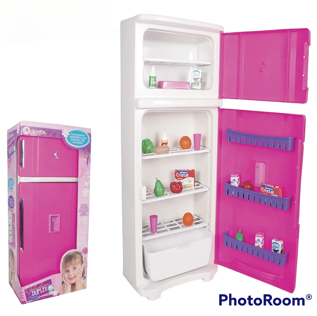 Geladeira Brinquedo Infantil Grande Duplex 65cm + Acessorios