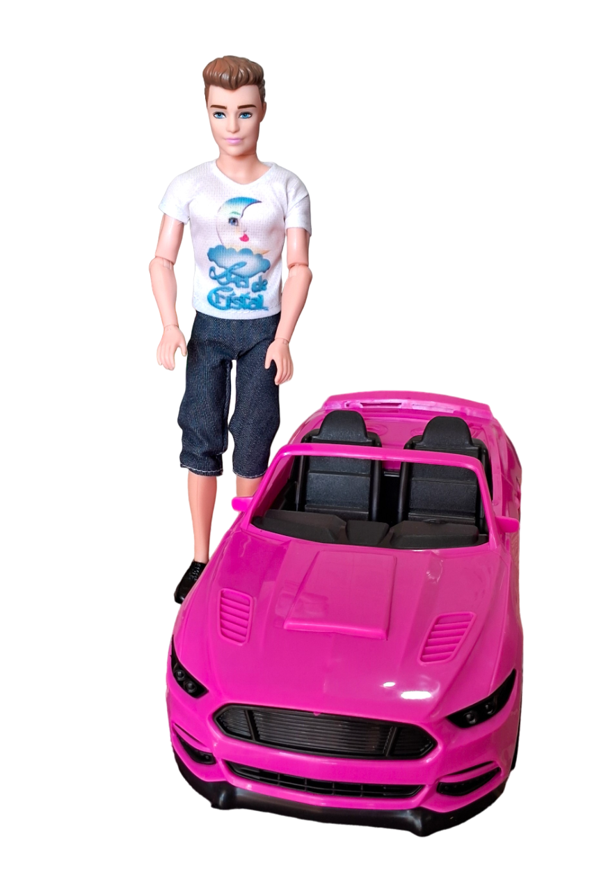 Carrinho Compatível Barbie Ken Conversível Com Boneco Brinde