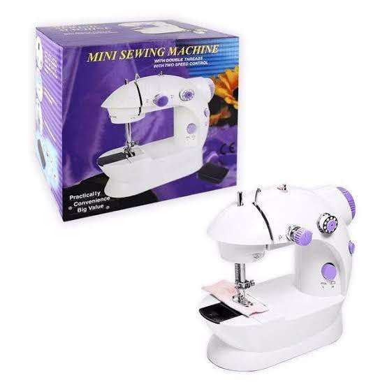 Mini máquina de costura doméstica portátil, luz noturna, pedal, linha reta