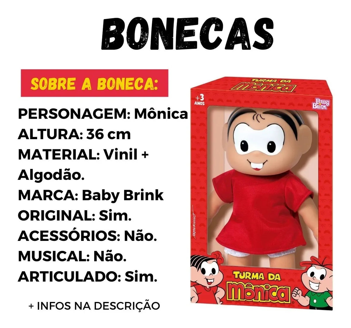 Turma Da Monica Boneca Monica Classicos Baby Brink Original