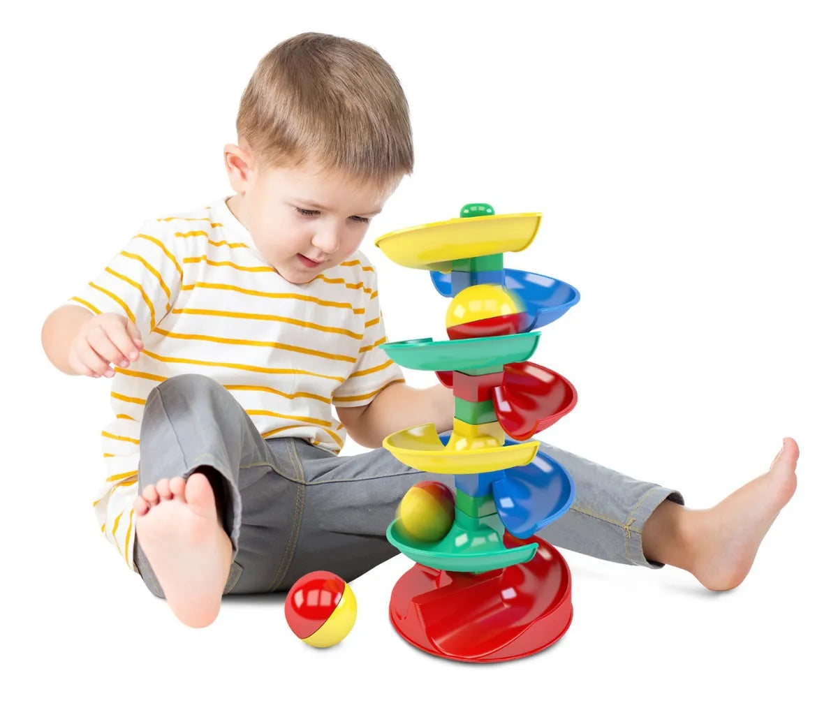Rola Bola 1torre 3 Bolas Brinquedo Didatico P/ Bebê Criança
