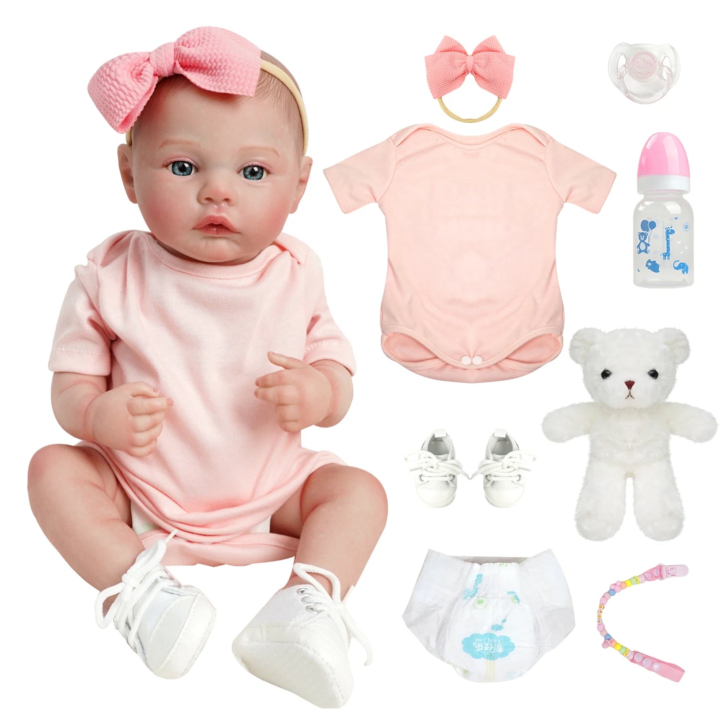 Boneca Bebê Reborn Pintada Realista 48cm Menina Fofa Corpo de Silicone