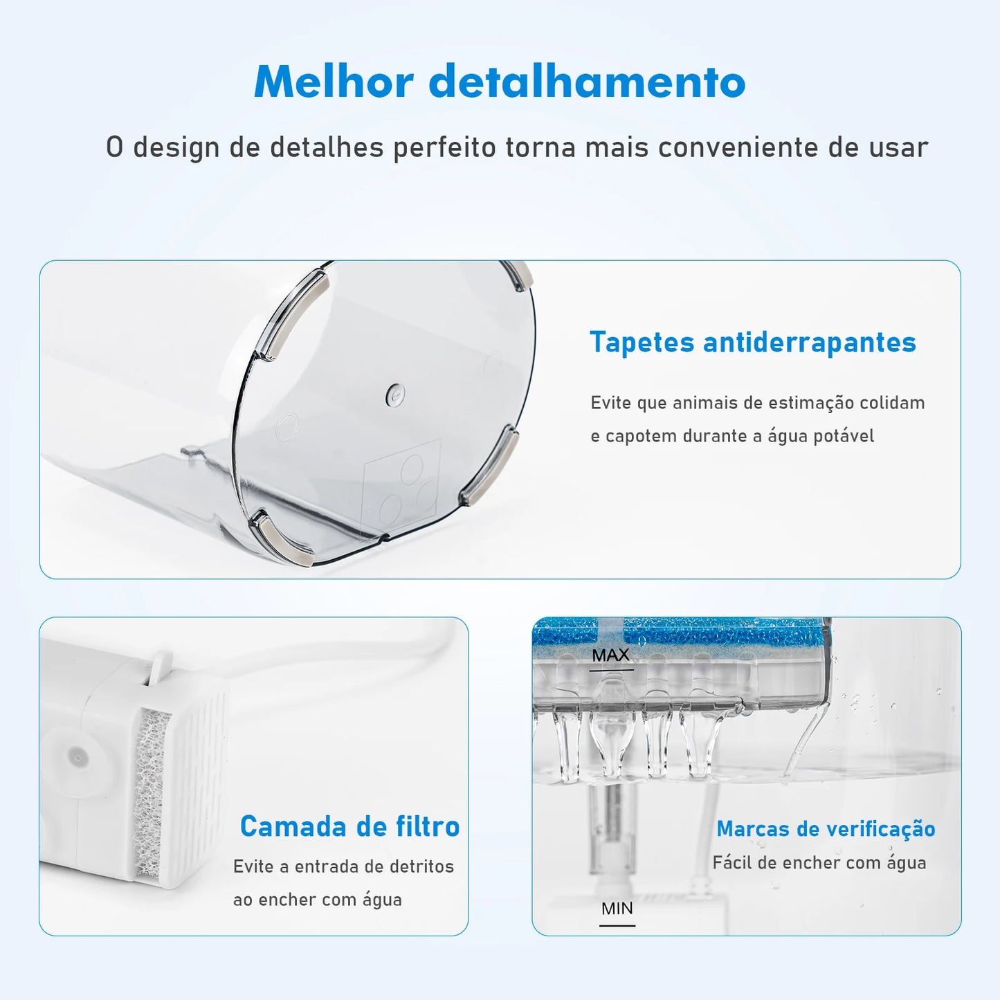 Bebedouro para gatos, filtro automático, bomba de água silenciosa