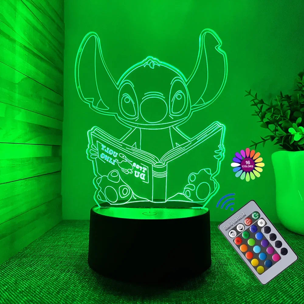 Luz Noturna 3d Com Desenho Animado Stitch