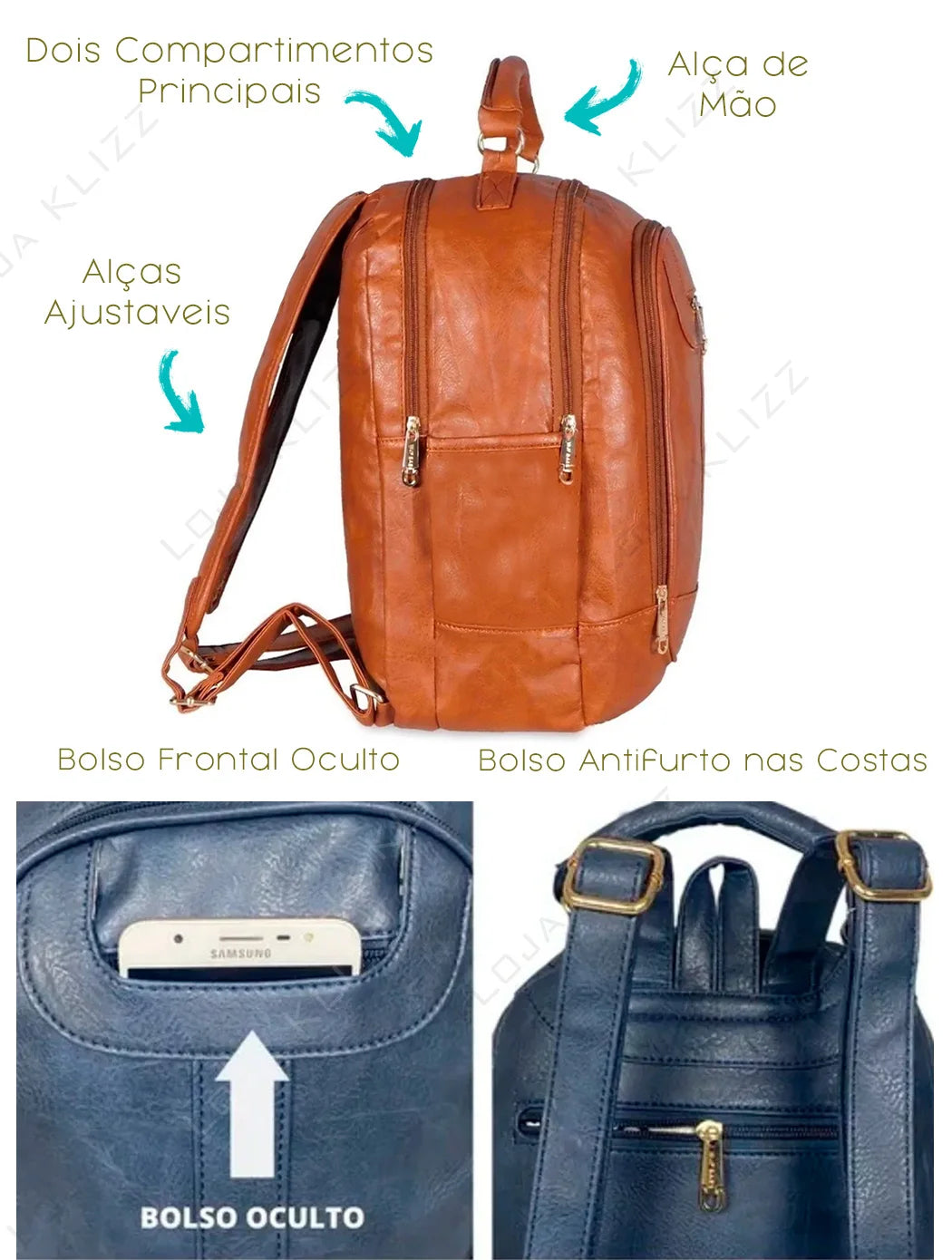 Mochila Softback feminina antifurto bolsa fashion casual à prova d'água