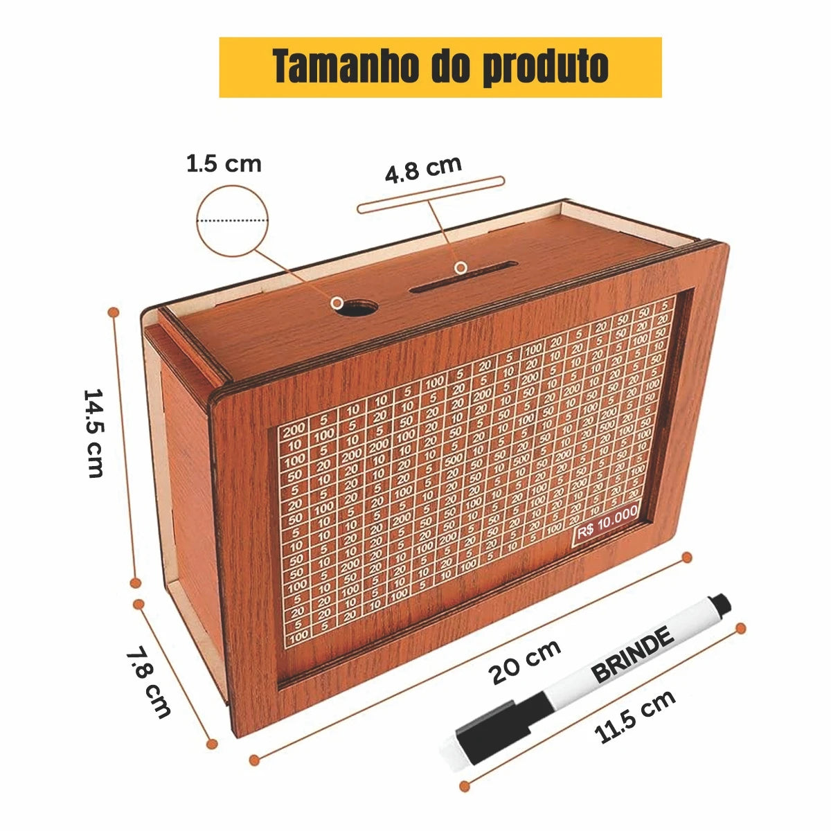 Cofrinho Seguro para Guardar Dinheiro Woodbox Poupança Japonesa