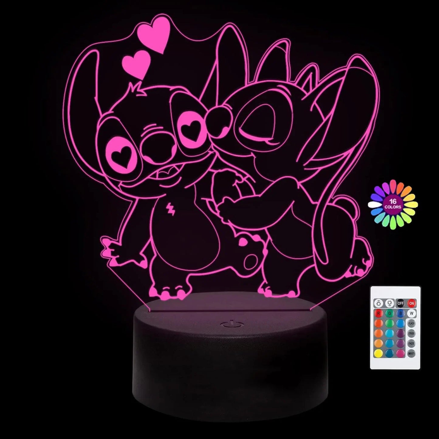 Luz Noturna 3d Com Desenho Animado Stitch