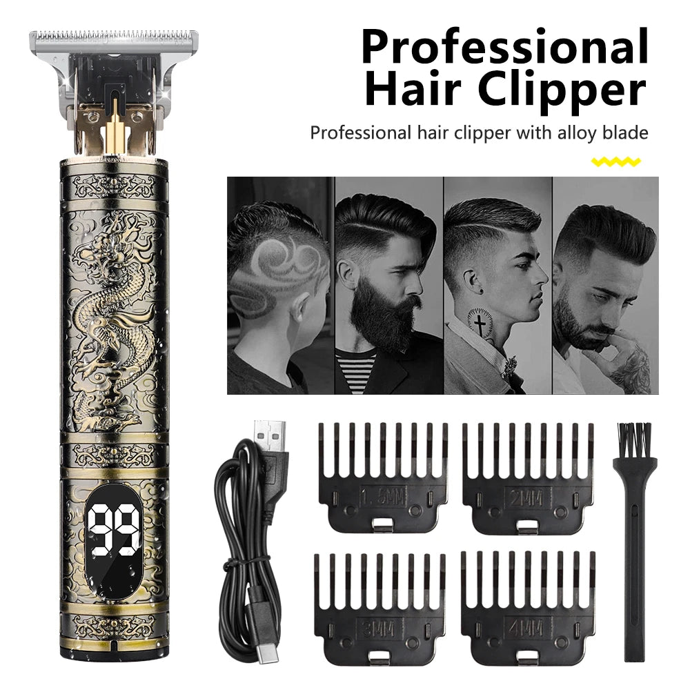 Professional Hair Trimmer Shaving Machine Portable Wireless Finish Shaver With Digital Display