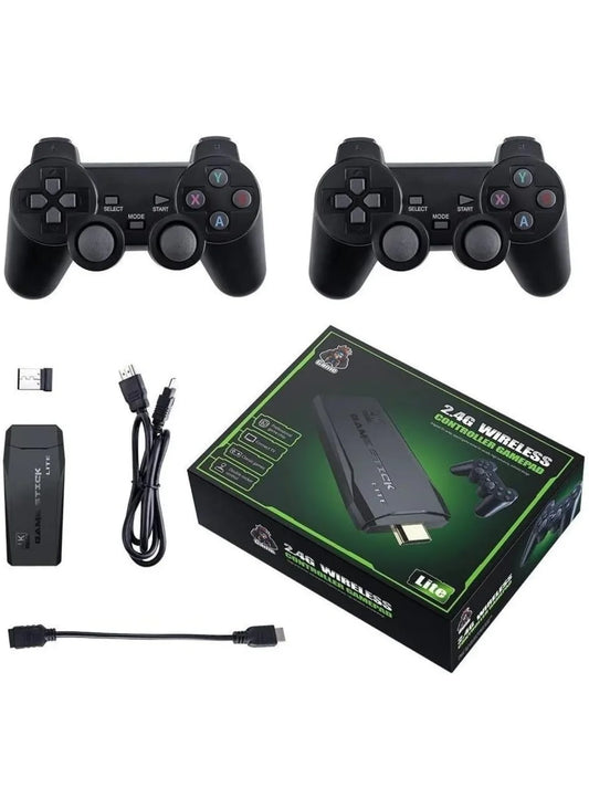 Game Stick 4k Hd Console de Videogame Retrô 64g + 10.000 Jogos para PS1/FC/GBA Contrôle Sem Fio