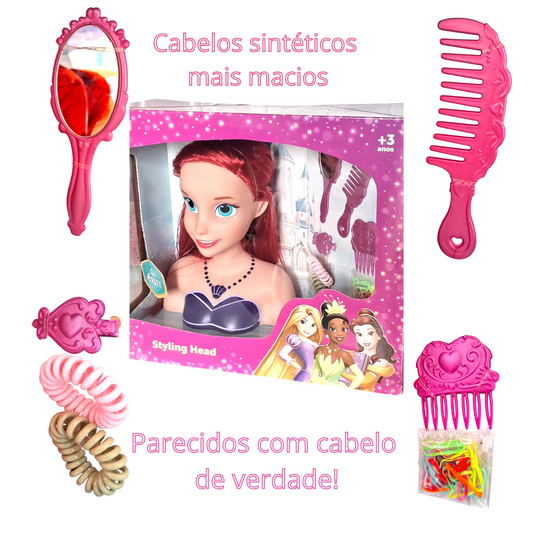 Pequena Sereia Ariel Boneca Pentear Brinquedo C/ Acessorios