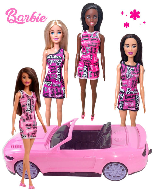 Carrinho Rosa Conversível + Boneca Barbie Original Lacrada