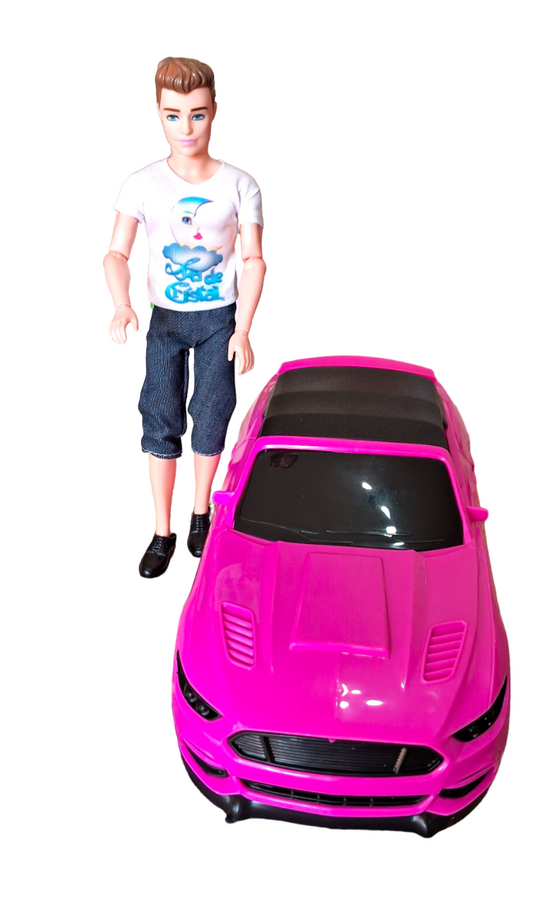 Carrinho Compatível Barbie Ken Conversível Com Boneco Brinde
