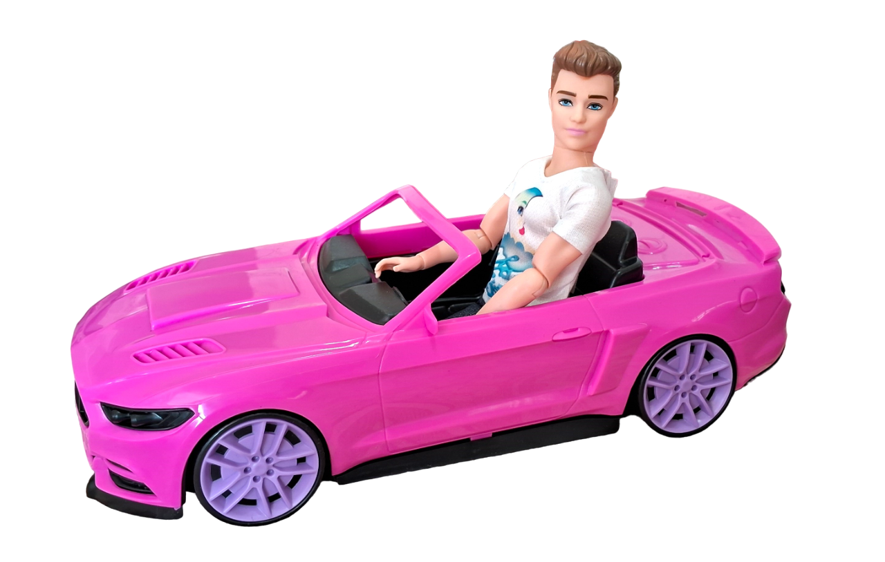 Carrinho Compatível Barbie Ken Conversível Com Boneco Brinde