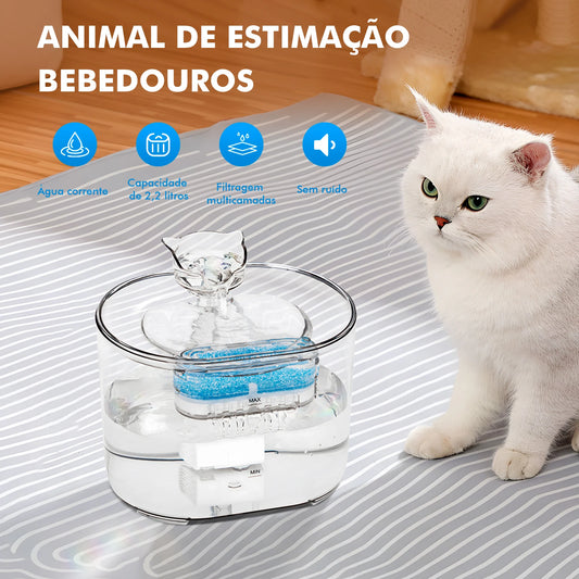 Bebedouro para gatos, filtro automático, bomba de água silenciosa